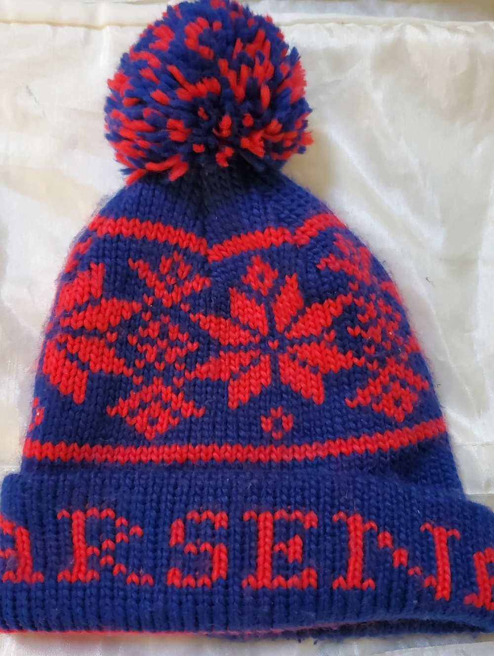 Junior Arsenal Red & Blue Pom Beanie Hat